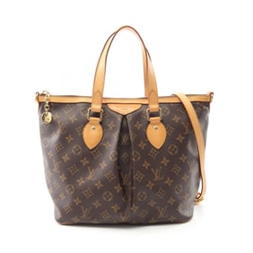 LOUIS VUITTON Palermo PM Monogram Handbag Coated Canvas Leather Women's Brown M40145