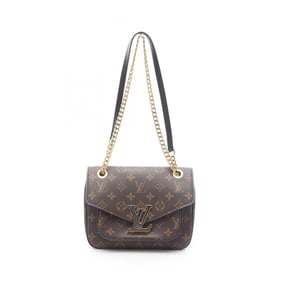 Louis Vuitton Passy Shoulder Bag Coated Canvas Leather Monogram Women's Brown Black M45592