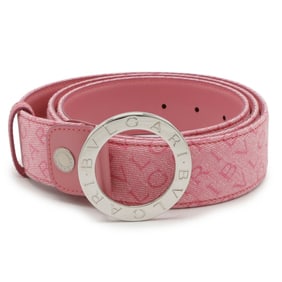 BVLGARI Bvlgari Mania Belt Round Buckle Canvas Leather Pink #105 22368
