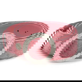 BVLGARI Bvlgari Mania Belt Round Buckle Canvas Leather Pink #105 22368: Category: SizeLength: 102.5cm - 107.5cm / 40.35'' - 42.32''Category: DesignType: Standard beltColor: PinkGender: WomenMaterial (Strap): Canvas , Leather Category: GeneralBrand: BvlgariSection: Conditi