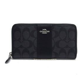 Coach Signature Round Long Wallet Charcoal x Black