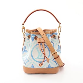 Louis Vuitton Nano Noe By The Pool Handbag Coated Canvas Leather Women's White Blue M83620