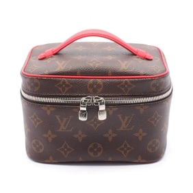 LOUIS VUITTON Nice Mini Handbag Coated Canvas Leather Monogram Macassar Women's Brown Red M46766