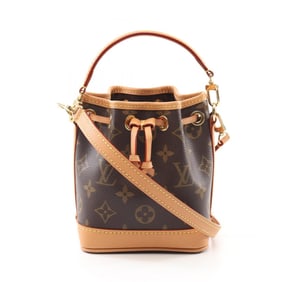Louis Vuitton Nano Noe Handbag Coated Canvas Leather Monogram Women's Brown M81266