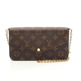 Louis Vuitton Felicie Pochette Shoulder Bag Coated Canvas Leather Monogram Women's Brown M61276