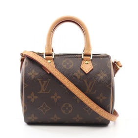 Louis Vuitton Nano Speedy Shoulder Bag Coated Canvas Leather Monogram Women's Brown M61252