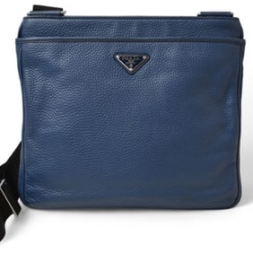 PRADA Shoulder Bag Crossbody VIT DAINO Deerskin Navy Triangle VA1034