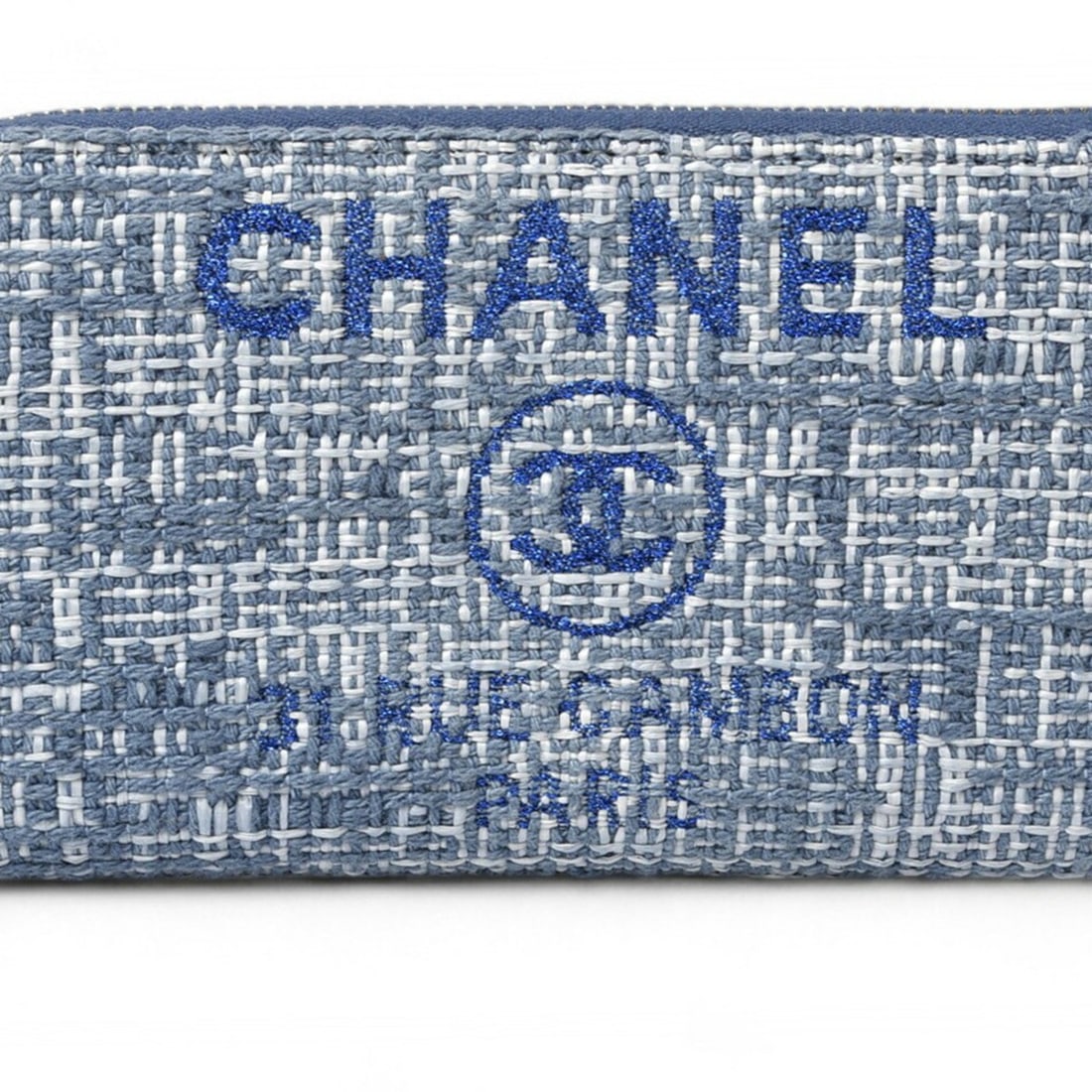 Chanel Wallet Bi-fold CHANEL A81973 Coco Mark Deauville Blue Tweed (1 of 16)
