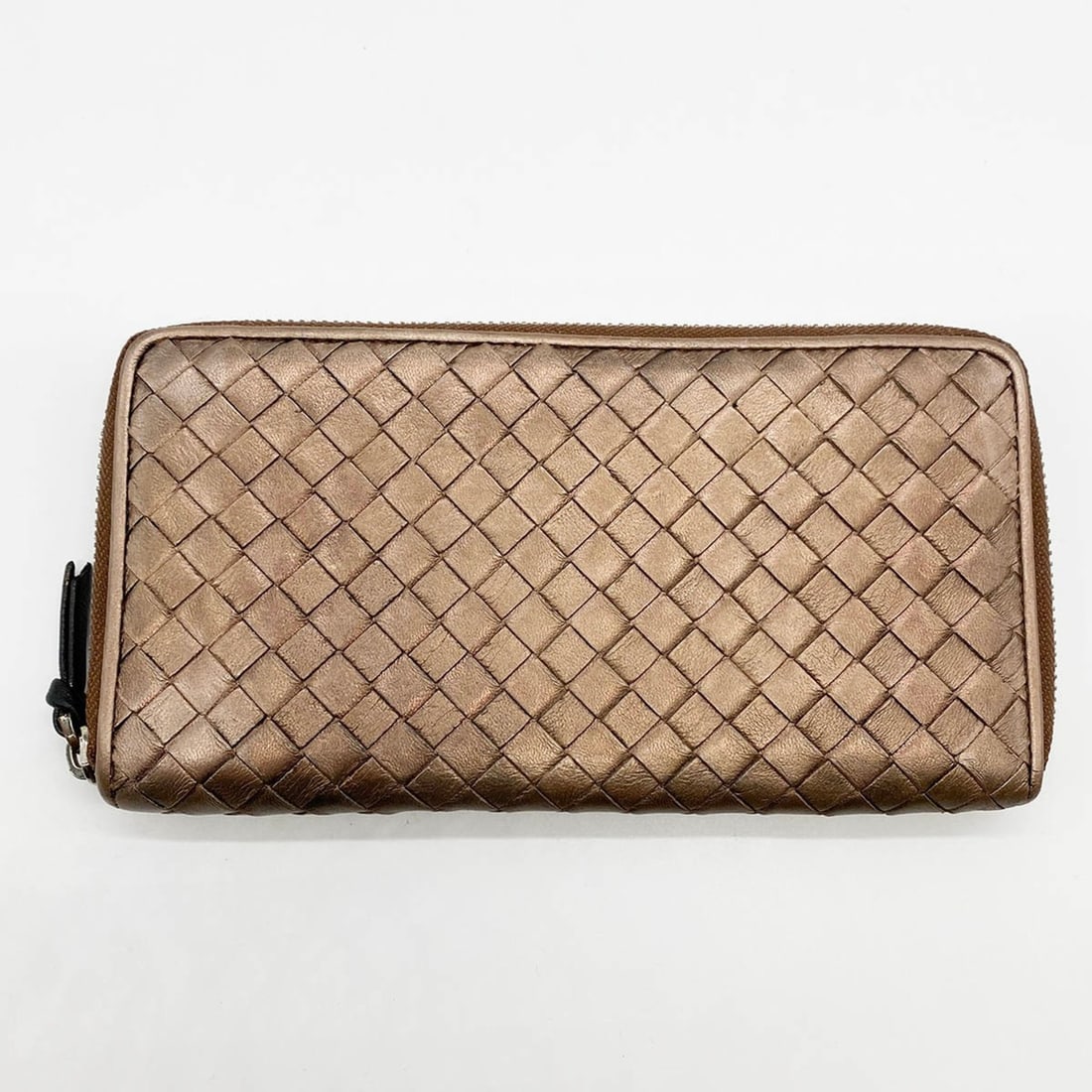 BOTTEGAVENETA Bottega Veneta Intrecciato Long Wallet Round Leather Bronze Brown Gold Women's (1 of 10)