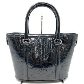 Christian Dior Dior Tote Bag Handbag Trotter Enamel Patent Black Women's Men's
