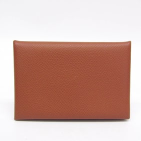 Hermes Calvi Epsom Leather Card Case Brique