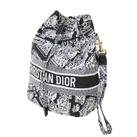 Christian Dior Pouch Black White Plan de Paris with Strap Jacquard