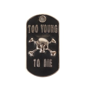 Vivienne Westwood TOO YOUNG TO DIE Crossbone Dog Tag Pendant Black Silver