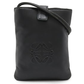 LOEWE Anagram Shoulder Bag Pochette Pouch Smartphone Nappa Leather Black