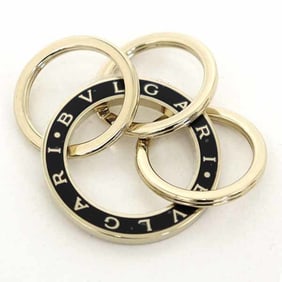 BVLGARI Bulgari Bvlgari Key Ring 3-Row Metal Light Gold Plated Brass 35279 Black F-04690
