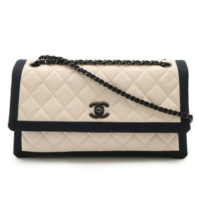 CHANEL Chanel Matelasse Coco Mark Double Chain Shoulder Bag Flap Bicolor Lambskin Light Pink Beige