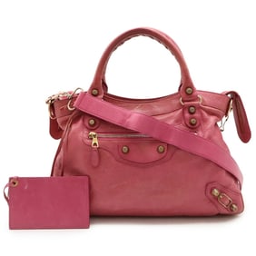BALENCIAGA The Giant Town Handbag Tote Bag Shoulder Leather Pink 240578