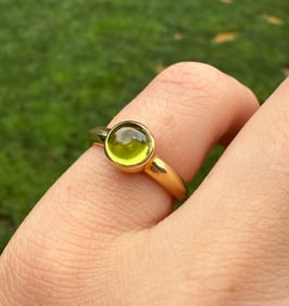 Vintage Georg Jensen Cabochon Peridot Ring, Size 4.5