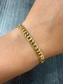 Vintage Tiffany & Co 18K Gold Squared Link Bracelet, 8.5" Long