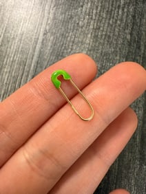 Mini Green Enamel and 14K Gold Safety Pin