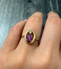 Star Ruby and Diamond Ring