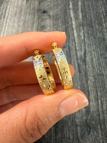Vintage Tricolor 14K Gold Hoop Earrings