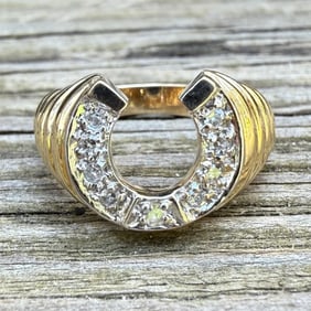 Vintage Diamond and 14K Gold Horseshoe Ring