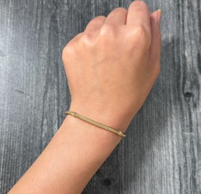 Tubular 14K Gold Snake Style Bracelet, 7" Long