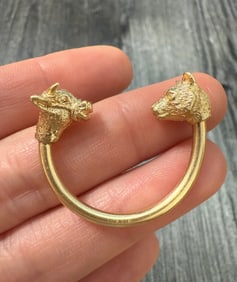 Vintage Stock Market Bull and Bear Key Ring