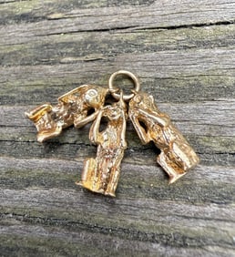 Three Wise Monkeys 14K Gold Charm