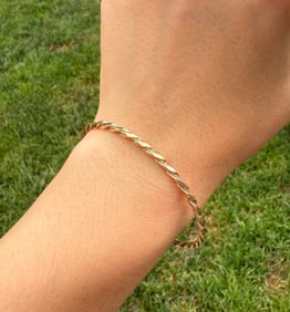 Vintage Krementz 14K Twist Rope Chain Bangle