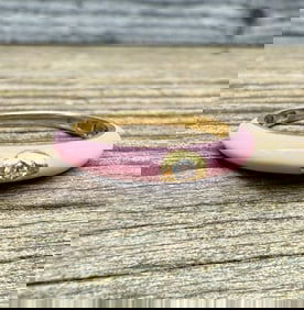 Pink Enamel and Diamond Band, Size 6.75