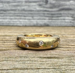 Vintage 18K Gold and Diamond Donut Band, Size 6
