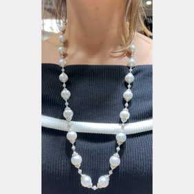 Platinum South Sea Pearl & Diamond Necklace