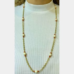 1960’s 18K Yellow Gold Coral Necklace