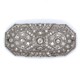 Art Deco Platinum 3.60 Ct. Diamond Brooch