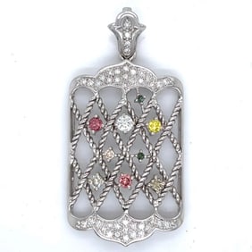 18K White Gold Color Diamond Pendant
