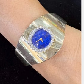 1960’s 14K Yellow Gold Lapis Lazuli & Diamond Watch