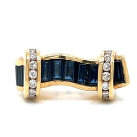 14K Yellow Gold Sapphire & Diamond Ring