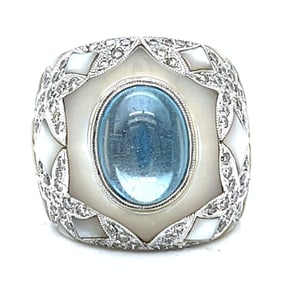 18K White Gold Mother of Pearl & Diamond Ring