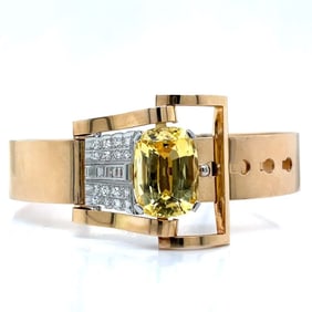 BIRKS 14K Yellow Gold & Platinum Certified No-heat Ceylon Sapphire & Diamond Bracelet