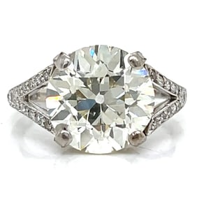 Art Deco Platinum 5.91 Ct. GIA Certified Diamond Engagement Ring