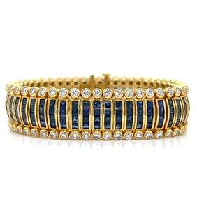18K Yellow Gold Sapphire & Diamond Bracelet