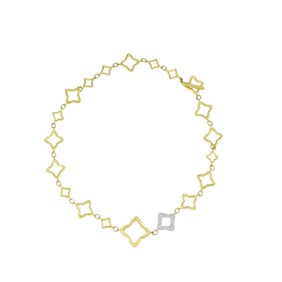 David Yurman Necklace Two-Tone Gold Diamond Quatrefoil Motif