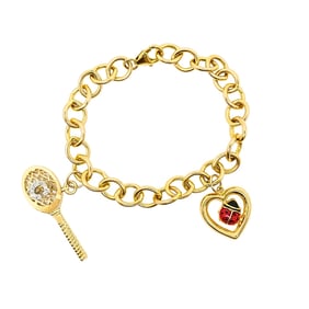 14k Gold Link Charm Bracelet Vintage Jewelry