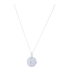 Vintage 18k White Gold Horseshoe Diamond Pendant Necklace