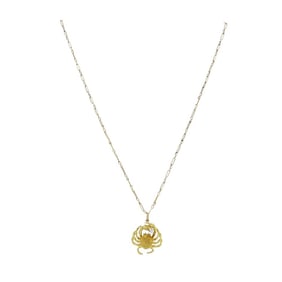 George Lederman 18k Gold Diamond Cancer Crab Pendant Necklace