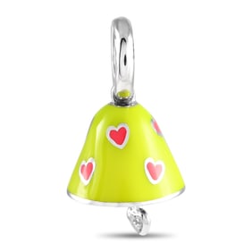 Aaron Basha 18K White Gold Neon Yellow Enamel Bell Charm AB40-111324