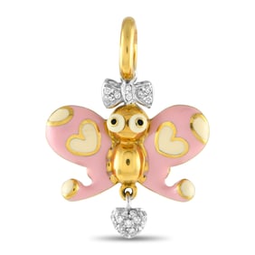 Aaron Basha 18K Yellow Gold Diamond and Enamel Butterfly Charm AB45-111324