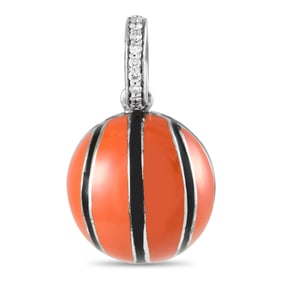 Aaron Basha 18k White Gold Diamond Enamel Basketball Charm AB49-111324
